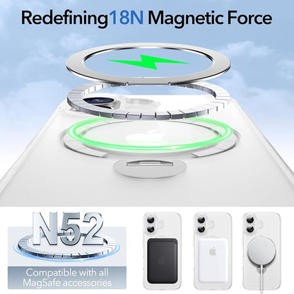 Anqrp 360° All-in-ONE Stand Case for iPhone 16 Case with Rotatable Magnetic Kickstand Ring Holder, Compatible with MagSafe, MIL-Grade Shockproof iPhone 16 Phone Case Cover 6.1 inch, Mist Matte Clear