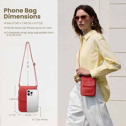 befen Genuine Leather Small Crossbody Bags for Women, Cell Phone Cross body Purse Bag with RFID Blocking Card Slots