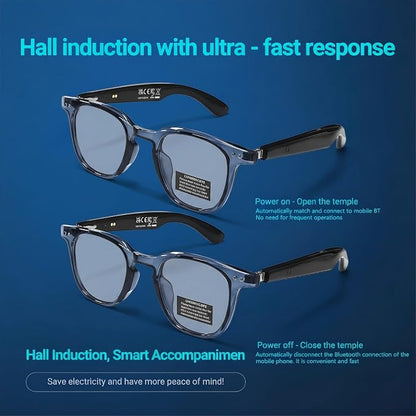 AI Smart 5.4 Bluetooth Glasses with Open Ear Speaker, Voice Assistant Compatible,Real-Time Translation,Auto Color-Changing Lenses for Business&Outdoor Activities.