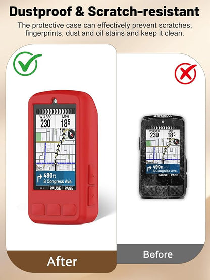 Silicone Protective Case for Wahoo ELEMNT Bolt V3 Cycling Computer, Full-Body Protective Cover with Precise Cutout, Shockproof Dustproof Protector Sleeve & Scratch-Resistant Sleeve (Red)