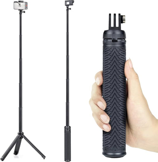 GEPULY Waterproof Selfie Stick Underwater Tripod Pole Hand Grip for Go Pro Hero 13 12 11 10 9 8 7 6 5 4, AKASO,SJCAM,DJI Action 6 Cameras(3-in-1: Monopod,Selfie Stick,Tripod Stand)