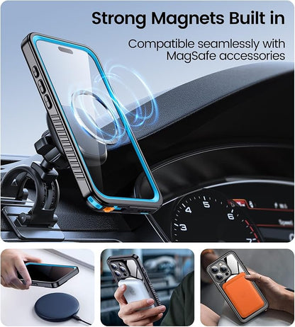 Temdan Magnetic for iPhone 16 Pro Max Case Waterproof,Built-in Screen Protector[IP68 Underwater][Upgrade Military Dropproof][Compatible with MagSafe] Full Body Shockproof Case-Blue