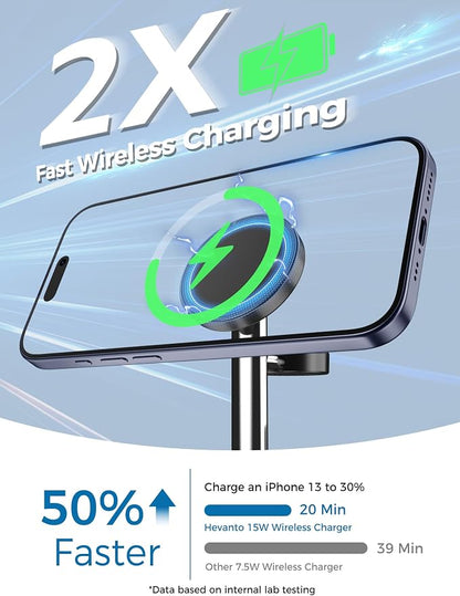2026 3 in 1 Wireless Charging Station for Apple MagSafe Charger, 15W Fast Magnetic Mag-Safe Charger Stand for iPhone 17 16 15 14 13 12 Apple Watch AirPods Compatible with MagSafe, Silver&Black