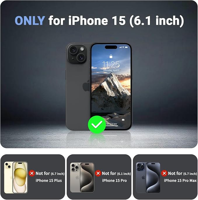 jaroco Magnetic for iPhone 15 Case, [Compatible with MagSafe][Military Grade Drop Protection][Heavy Duty Protection][Non-Slip][Shockproof] 2-Layer Durable Bumper Phone Case 6.1''-Black