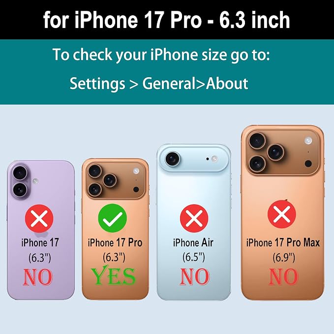Compatible with iPhone 17 Pro 6.3" Wallet Case with RFID Blocking Card Holder for Women, PU Leather Flip Zipper Wallet Detachable Magnetic Phone Case Crossbody Strap, Pink