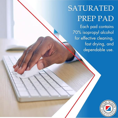 Henry Schein Large Alcohol Prep Pads (200/Box) - 70% Isopropyl Alcohol Wipes, Individually Wrapped - 2 ply, Textured - Skin Prep Alcohols Swabs - Sterile Pads