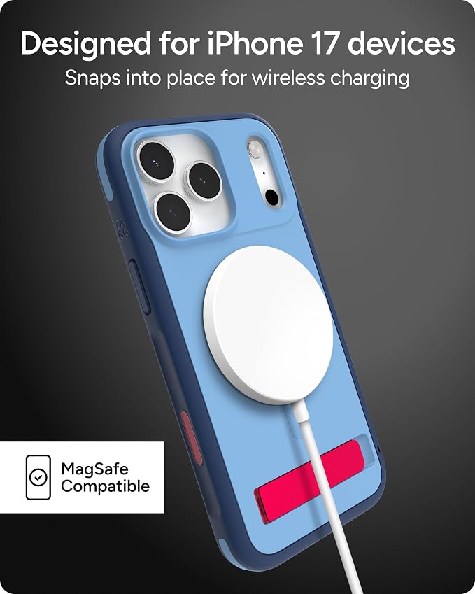 ZAGG Sedona Snap Case with Kickstand for iPhone 17 Pro Max - Blue Royal Ember, Drop Protection (13ft/4m), Multi-Layer Protection, with Camera Button, MagSafe Phone Case with Impact-Absorbing Bumpers