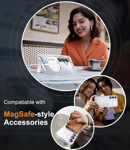 Magnetic for Samsung Galaxy S25 Plus Case, [Innovate Stand][Military Grade Drop Protection][Non Slip][Non-Yellowing] Shockproof Phone Case for Galaxy S25 Plus 6.7" 2025 -Clear
