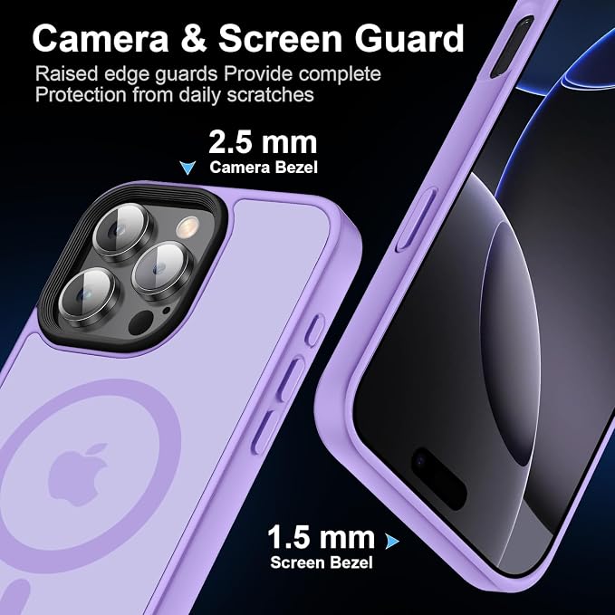 Strong Magnetic for iPhone 16 Pro Max case [10Ft Military-Grade Protection] Compatible with fit MagSafe Shockproof Slim Thin Cover case for iPhone 16 Pro Max 6.9 inch, Light Purple