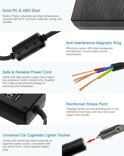 ALITOVE 110V to 12V Converter 12V 10A 13.5FT AC to DC Converter Car Cigarette Lighter Adapter to Wall Plug for Car Vacuum Cleaner,Portable Cooler Warmer,Air Pump and Other Car Devices Under 120W
