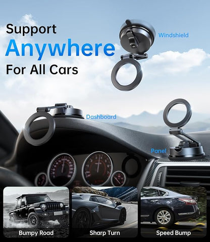 Car Phone Holder for Magsafe [80LBS Strongest Suction] Phone Mount for Car, 360° Rotation Vacuum Magnetic Suction Cup Phone Mount, Phone Holder for Your Car for iPhone 17 16 Pro Max 15 14 13 12 Plus