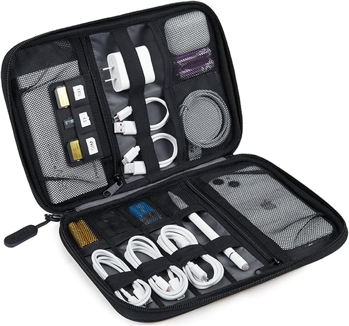 BAGSMART Large Electronic Organizer Travel Case for Tech Accessories, Black | Tech Accessories, Cord Storage, For Phone, Power Bank, SD Card, Cables
