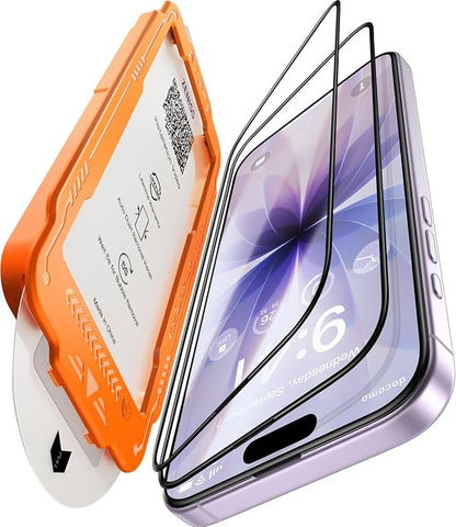 NeverBreak 9H+ Hardness for iPhone 17 Screen Protector 12FT Military Grade Protection (Scratch, Shatter, Drop Resistance) Tempered Glass Full Edge Coverage 6.3" 2025, 2 Pack with De-Bubble Card