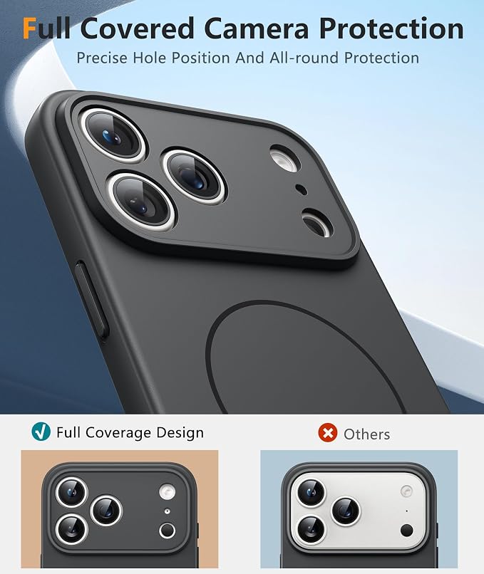 FNTCASE for iPhone 17 Pro Max Case: [Compatible with Magsafe] Integrated Silicone Phone Cases with [Full Camera Protection] [Screen Protector] Military Grade Shockproof Protective Cover - Full Gray