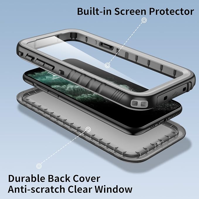 SPORTLINK for iPhone 11 Pro Waterproof Case, Full Body Underwater/Rugged/Heavy Duty Shockproof/Dustproof Case with Built-in Screen Protector for iPhone 11 Pro 5.8 Inch (Black)