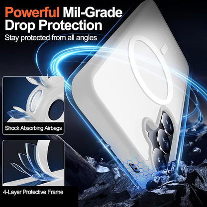 MOZOTER for Samsung Galaxy S25 Plus Case with Magnetic,[Compatible with MagSafe][12Ft Military Dropproof][2*Screen Protector] Translucent Slim Shockproof Holsters Case for S25 Plus,6.7"-Clear