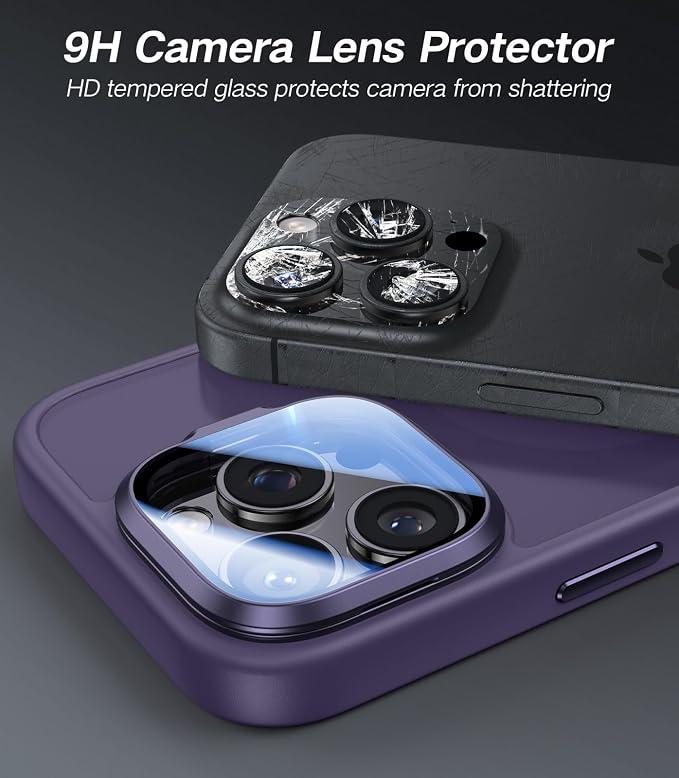 [Upgraded] for iPhone 16 Pro Case with Camera Cover Stand [Fit for MagSafe][9H Camera Lens Protector] Mil-Grade Protection Translucent Matte Magnetic iPhone 16 Pro Phone Case, Purple