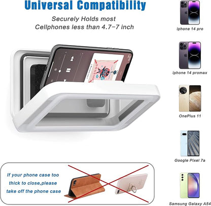 Waterproof Shower Phone Holder with 480° Rotation | Enhanced Sound Quality | Adjustable Arm Stand | Fits up to 7" Screens(White)