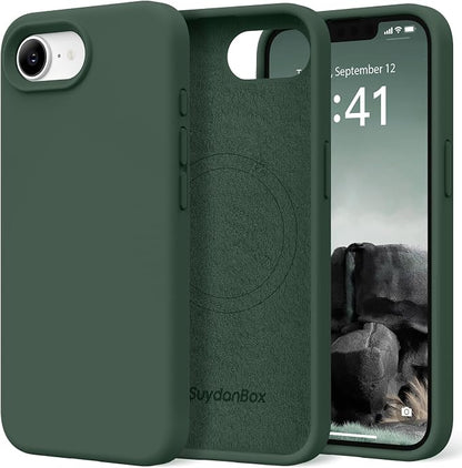 Magnetic for iPhone 17e/iPhone 16e Case, Compatible with MagSafe, [Soft Anti-Scratch Microfiber Lining] Slim Silicone Shockproof Protective Phone Case for iPhone 17e/16e 6.1", Alpine Green