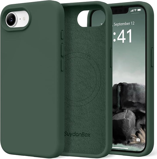 Magnetic for iPhone 17e/iPhone 16e Case, Compatible with MagSafe, [Soft Anti-Scratch Microfiber Lining] Slim Silicone Shockproof Protective Phone Case for iPhone 17e/16e 6.1", Alpine Green