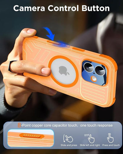 for iPhone 17 Waterproof Case with Magsafe, Built-in [Camera & Screen Protector] [Lanyard], IP68 Water Proof Full Body Dustproof Heavy Duty Frosted Protective Phone Cover, 6.1" Orange