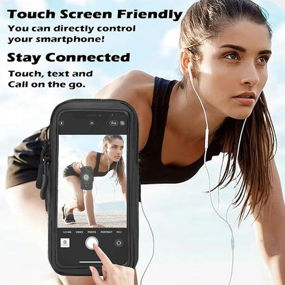 Phone Holder for Running, Walking, and Workout - Adjustable Arm Band Armband for iPhone and Cell Phones - Clear Crossbody Phone Pouch Purse with Strap for Women Men