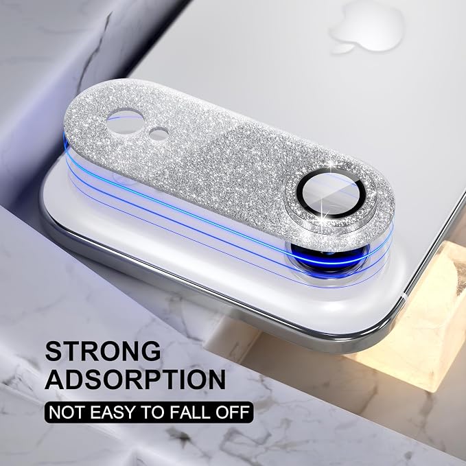 Choiche Compatible for iPhone 17 Air Camera Lens Protector, Bling Camera Cover with 9H Tempered Glass Lens Screen Protector Metal Ring Decoration Accessories 6.5-inch (Glitter-Silver)