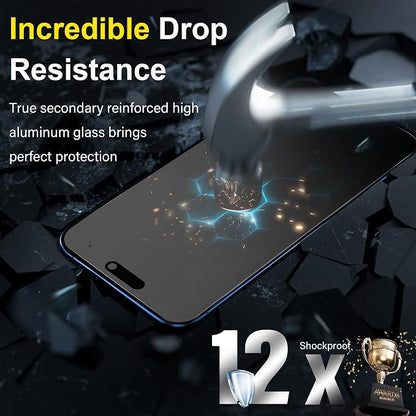 YWXTW 2 Pack for iPhone 17 Pro Matte Screen Protector 6.3 Inch + 1 Set Camera Lens Protector, [1S Pull-Out] Anti Glare Anti Fingerprint 17 Pro Glass Screen Protector, Bubble Free, Smooth as Silk