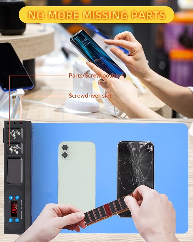 Heating Pad with Built-in Led Light, Fast Heat Plate LCD Screen Separator Machine for Phone Ipad Repair 14.2” Heat Mat Screen Removal Tool with Accessory Storage (110V/220V)