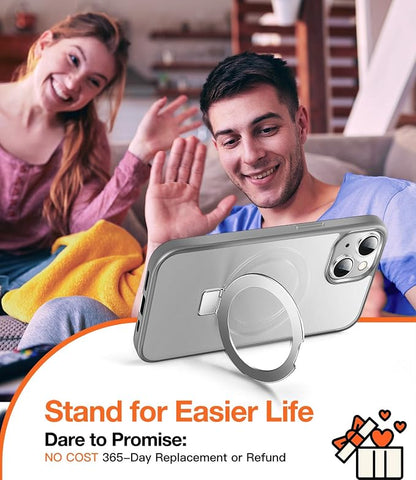 Chicfun 3-in-1 [Magnetic+Kickstand+Ring Holder] for iPhone 15 Plus Case with Stand Ring Holder， Compatible with MagSafe, Military Shockproof Kickstand Phone Case iPhone 15 Plus Cover Grey