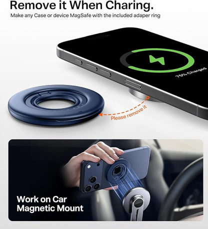 TORRAS 2025 Flagship Magnetic Phone Grip Ring Holder Kickstand [2-Sided Magnetic] [360 Rotation] Fit for MagSafe Accessories for iPhone 17 16 15 14 13 12 11 Samsung, Google, Blue