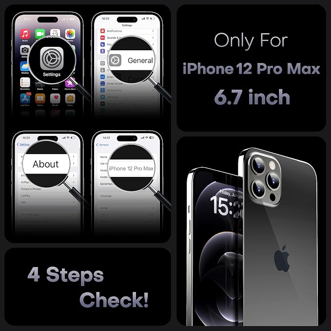 TOCOL for iPhone 12 Pro Max Case, Upgraded Full Camera Protection, Compatible with Magsafe, Drop Protection, Translucent Magnetic Matte Phone Case for iPhone 12 Pro Max 6.7 inch (Black)