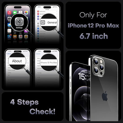 TOCOL for iPhone 12 Pro Max Case, Upgraded Full Camera Protection, Compatible with Magsafe, Drop Protection, Translucent Magnetic Matte Phone Case for iPhone 12 Pro Max 6.7 inch (Black)