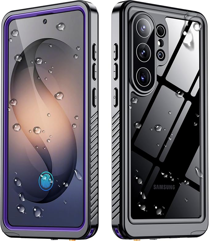 SPIDERCASE Designed for Samsung Galaxy S26 Ultra Case Waterproof,Built-in Screen & Camera Lens Protector[IP68 Underwater] [Military Grade Shockproof] Full Body Protection Phone Case,Purple/Clear