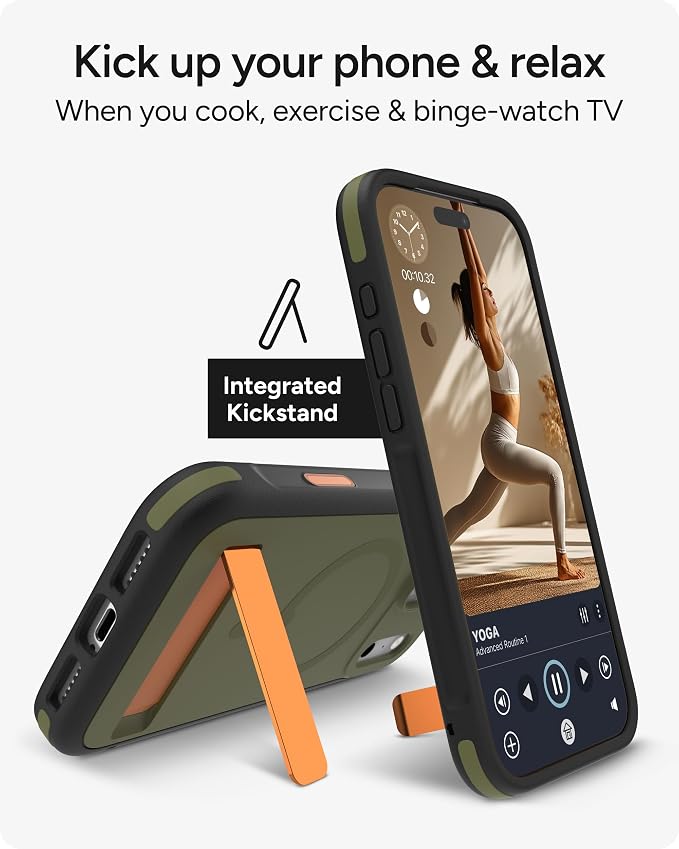 ZAGG Sedona Snap Case with Kickstand for iPhone 17 Pro Max - Green Sea Kelp, Drop Protection (13ft/4m), Multi-Layer Protection, with Camera Button, MagSafe Phone Case with Impact-Absorbing Bumpers