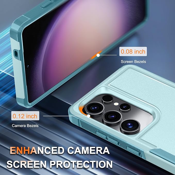 RMOCR Case for Samsung Galaxy S25 Ultra, Full Body Heavy Duty Rugged Shockproof Protective Phone Cover with Lanyard Strap, Tempered Glass Screen Protector and Camera Lens Cover, Mint Green