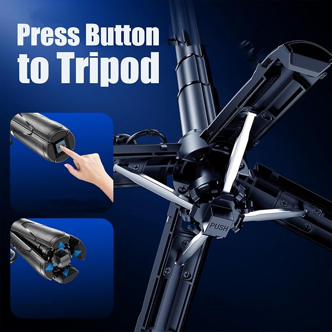4 in 1 Magnetic Tripod Pocket Selfie Stick Extendable Cell Phone Stand Portable Camera Grip Handle with Wireless Detachable Remote Control for Photograph/Live Streaming/Video/Travel (Black)