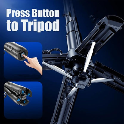 4 in 1 Magnetic Tripod Pocket Selfie Stick Extendable Cell Phone Stand Portable Camera Grip Handle with Wireless Detachable Remote Control for Photograph/Live Streaming/Video/Travel (Black)