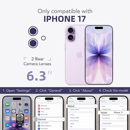 BERFY for iPhone 17 Case, Compatible with MagSafe, Built-in Privacy Screen Protector, Camera Protection, Shockproof Full Body Phone Case 6.3", Clear Purple