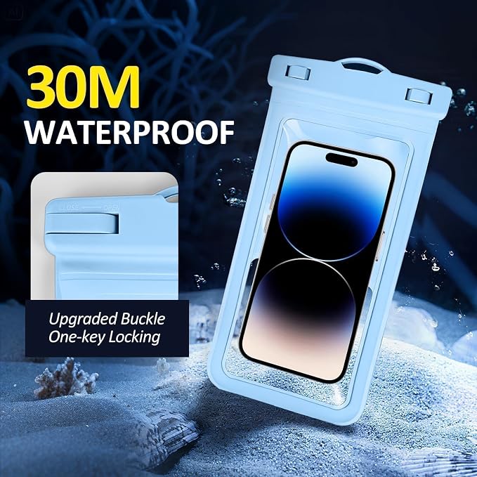 MOLOPPO Waterproof Phone Pouch, with Interior Card Holder, Large Dry Phone Case for iPhone 17 16 15 14 13 Pro Max, Beach Vacation Essentials,1 Pack,Blue