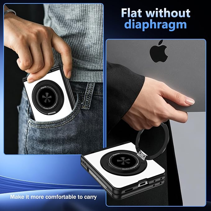 Hekodonk for Galaxy Z Flip 8 Case with 360 Rotatable Stand,[Compatible with MagSafe][Front Screen Protector],Magnetic Ring Holder with Hinge Protective Case for Samsung Z Flip 8,Sliver