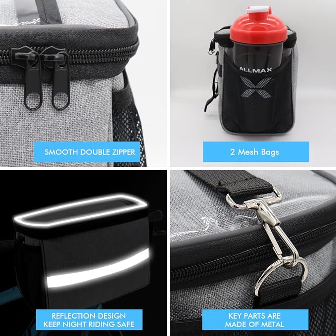 Bike Handlebar Bag - Front Basket with Bike Phone Mount, Bicycle Cooler Pouch Pack for Kids Girls Boys Men Women