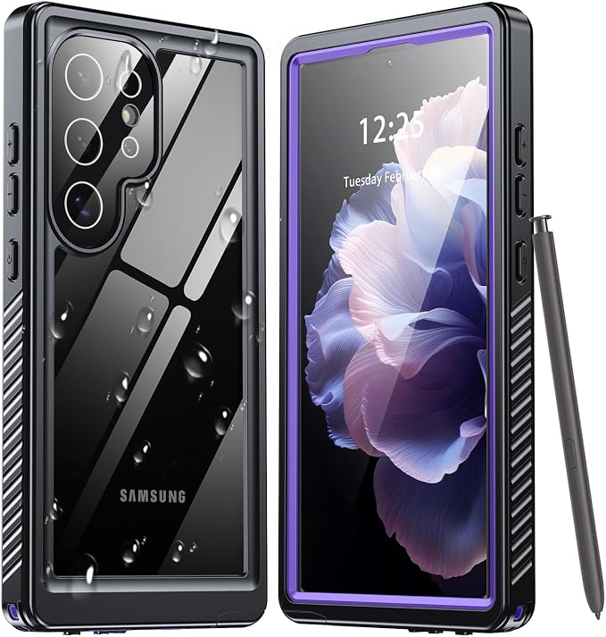 ANTSHARE for Samsung Galaxy S24 Ultra Case Waterproof, Built-in Lens & Screen Protector 360° Full Body Heavy Duty Protective Shockproof IP68 Underwater Case for Galaxy S24 Ultra(2024) 5G-Purple