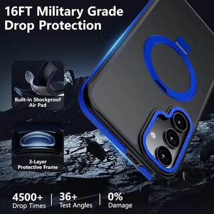 for Samsung Galaxy S25 Plus Case, Magnetic Adjustable Ring Stand [Fit for Magsafe], [Military-Grade Shockproof Protection] Phone Case with Kickstand&Ring Holder (Blue)