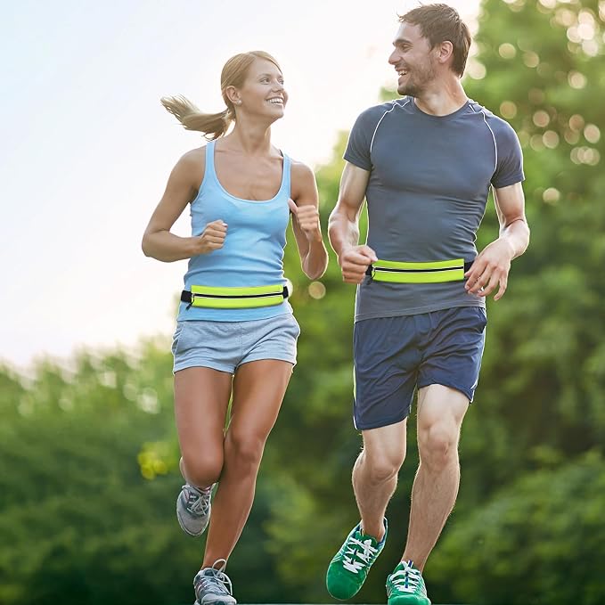 Slim Running Belt For Men and Women Waist Fanny Pack Phone Holder Pouch Bag Reflective Zipper Pocket Workout Cycling Fitness Kelly Green
