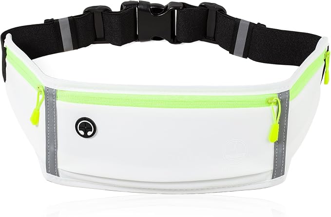 Running Belt, Slim Fanny Packs for Women Men, White Waist Pack Running Fanny Pack Phone Holder for Running Hiking Cycling Sports
