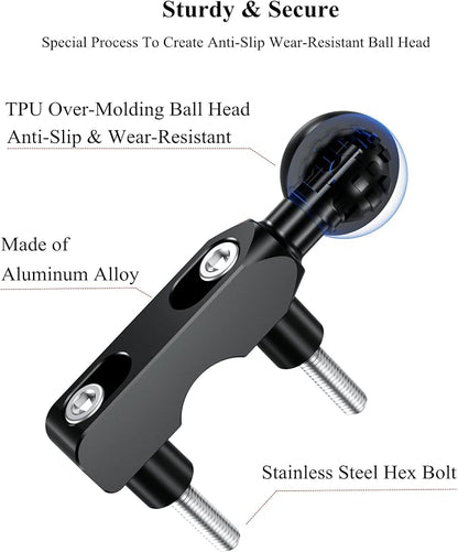BRCOVAN Aluminum Alloy Mount Base with 1'' TPU Ball for Motorcycle Brake/Clutch Reservoir Compatible with RAM Mounts B Size 1'' Ball Double Socket Arm & Bike Motorcycle Phone Holder