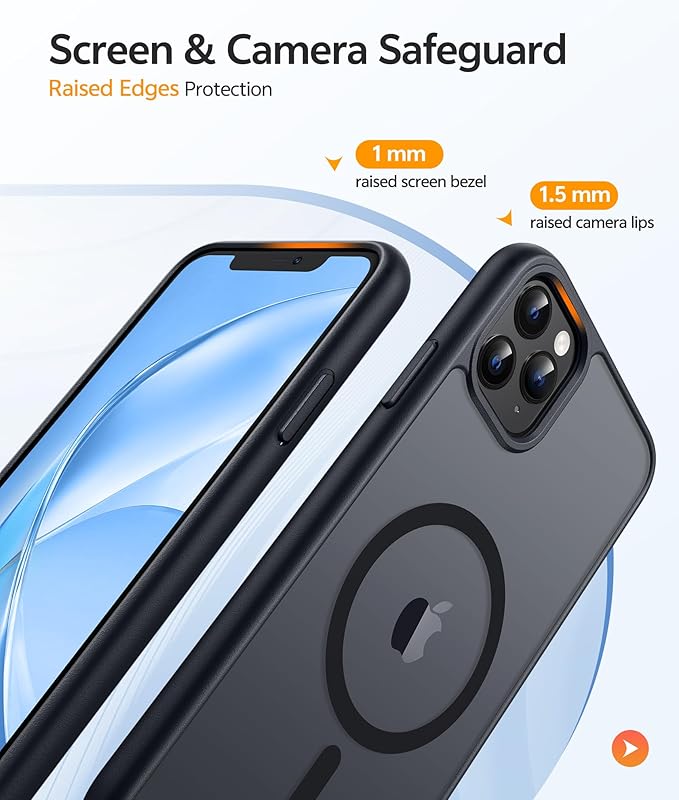 FNTCASE for iPhone 11 Pro Max Case: [Compatible with Magsafe] Translucent Matte Magnetic Phone Cover - Military Grade Drop Protection Shockproof Protective for iPhone 11Pro Max 2019 Cases - Black