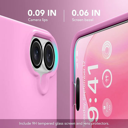 GONEZ Magnetic for iPhone 16 Case, Compatible with MagSafe, [Screen Protector + Camera Lens Protector], Liquid Silicone Shockproof Protective Phone Case for iPhone 16 6.1", Cherry Blossom