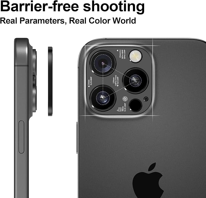 Laser-Etched Aluminum Camera lens Protector for iPhone 16 Pro/Max - [2025 Inspired Camera Design] for iPhone 14/15/16 Pro & Pro Max Series (No Glass Lens Coverage), 2 pack, Black